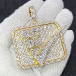 Hip Hop Letter Cut Da Big Square Pendant banade full kubisk zirkon med två tonpläterade halsband för män pojke punk smycken hel 6531156