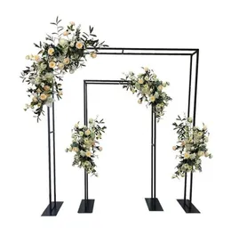 Square Wedding Arch Flower Stand, podwójne tło, metalowy stojak na kwiaty, układ powitalny, dekoracja geometryczna