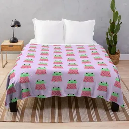 Koce truskawkowe żaba rzut koc flanelowa tkanina vintage sofa łóżko