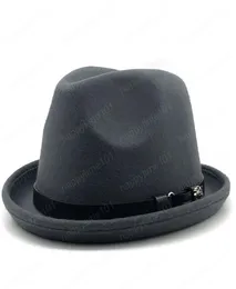 Men039s simples sentiu chapéu de fedora para cavalheiros igreja de outono de inverno enrolar o pai homburgo jazz hat5857906