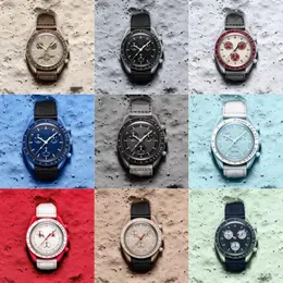 Pianeta bioceramico con orologi lunari cronografo a piena funzione Quarz Watch Mission to Mercury 42mm Nylon Luxury Watch Limited Edition Master Orpresimi da polso Master