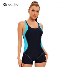Menas de banho feminina Blesskiss Super Plus Size Mulheres One Piece Swimsuit com shorts 2024 Navegando de roupas de natação grandes para tomar banho