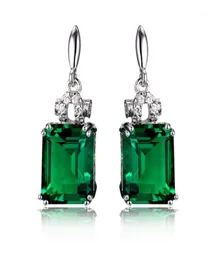 Silverfärg 925 Emerald Jewelry Earrings for Women Peridot Mystic Jade Bizuteria Gemstone Garnet Emerald Drop örhängen Female11235275