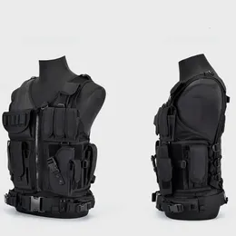 ハンティングセキュリティ服SWAT戦術ベストスワットジャケットチェストリグマルチポケットSWATアーミーCSハンティングベストキャンプアクセサリー240507