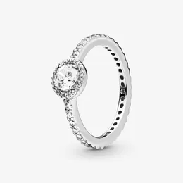 Nova marca 925 Sterling Silver Classic Sparkle Halo Ring para mulheres anéis de casamento jóias de moda 196p