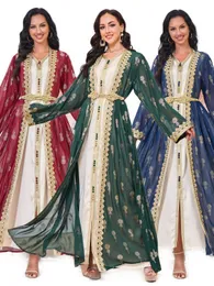 Robe Fashion Designer Dresses For Women Arab Clothing Robe broderad Cardigan Vest Two-Piece Dress Evening Dresses Elegant