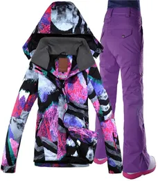 Gsou Snow Women Ski Suits Showboard Gacche e pantaloni Set femminile da sci e pantaloni Set giacca da sci inverno 207529969