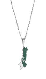 Zincirler Gümüş Kaplama Ülke Pakistan Haritalar Bayrak kolyeler kadınlar için kolyeler altın renkli kızlar Jewelry3457701