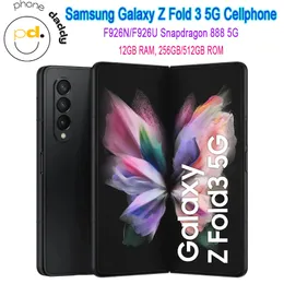 Samsung Galaxy Z Fold 3 5G F926N F926U1 7.6 "AMOLED 12GB RAM 256/512GB ROM SNAPDRAGON NFC 5G携帯電話