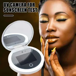 Kompakte Spiegel intelligente UV -Testkamera Make -up Mirror Handheld LED tragbare wiederaufladbare Schutzbrille Sonnenschutz Detektion und Entfernung Q240509