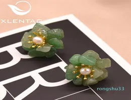 XLENTAG NATURAL JADE Earrings for Women Accessories Clove Earings Stud Real Pearls Stone Flower Boho Silver 925 Jewelry1842454