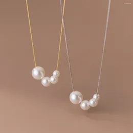 Ketten Perlen Halskette für Frauen am Hals Silber 925 Ketten Halsketten Anhänger Mädchen Mode Schmuck Minimalistische Synthese Perle