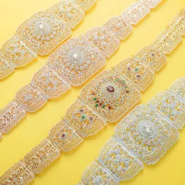 Lyxig arabisk kaftan metall midje kedja för kvinnor bröllop klänning kropp smycken guld färg marockansk bälte justerbar längd 240422