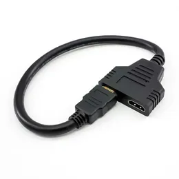 Ny HD-MI-kompatibel 2 Dual Port Y Splitter HD 1080p v1.4 Hanar till dubbel kvinnlig adapterkabel 1 i 2 Out Converter Connect Cablefor HDMI Adapter Converter