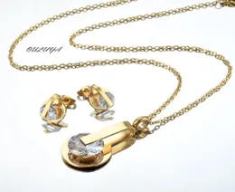 Ouruya Luxury Gold Color Women Necklace Orecchini in acciaio inossidabile Biga da sposa set Ouluya8508680