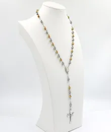 1 Edelstahlkugel Jungfrau Maria Rosenkranz Halsketten Perlenkette Anhänger katholische Kirche Frauen Menschen überqueren Jesus Schmuck2167142