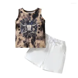 Kleidungssets Pudcoco Infant geborene Jungen Shorts Set Letters Bull Head Print Tanktop mit elastischer Taille Sommer-Outfit 0-3T