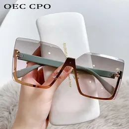 Solglasögon OEC CPO överdimensionerade gränslösa solglasögon för kvinnors punk i ett stycke solglasögon för kvinnors gradient solskydd UV400 Trendglas J240508