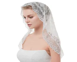 2019 White Black Veil Bridal Mantillas Chapel Veils Muslim Veil Head Covering Spets Katolska slöja Mantilla Welon Slubny X07267215071