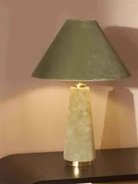Настольные лампы зеленая хлопковая бархатная ткань прикроватная лампа вилла из гостиной спальни.