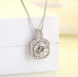 Frau Mode Halskette Einfacher Schmuck 925 Sterling Silber Round Schnitt 5A Kubikzirkonia CZ Party Engagement Schlüsselbein Kette Lady Diamond Halskette Anhänger Geschenk