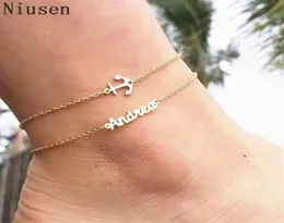 Aço inoxidável Nome personalizado Anklet Cadeia de letra artesanal real Tornilhas de jóias personalizadas Tornozelo de jóias com nome Cheville7530647