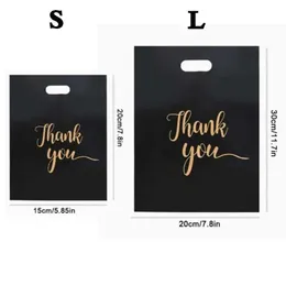 3PCS Gift Wrap 10/50/100pcs Obrigado Bag Plástico Bolsa de presente portátil Hot Stamping Printing Birthday Party Shopping Candy Biscuit Packaging