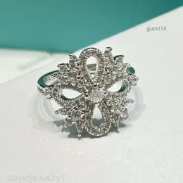 여성을위한 Tiffanyjewelry Gold Ring Designer geengery jewlry snowflake Key Lucky Flower flower full diamond hollow out design fashion light luxury 51jr.