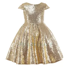 2017 Gold Sequins Flower Girls Dress Baby Infant Toddler Kids Dress Junior Floor-Length For Wedding Girls Christmas Dress Pageant Tulle 3050