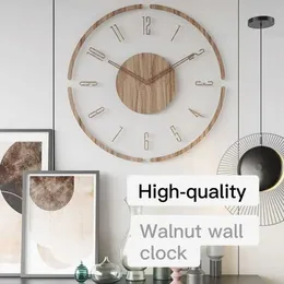 Wall Clocks Creative wood quartz wall clock silent living room decoration battery without ticking simulated retro Nordic minimalist Q240509