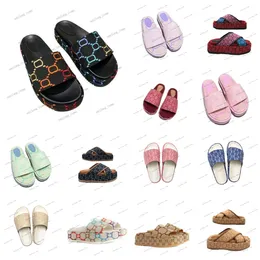 Дизайнерские сандалии тапочки Angelina Canvas клинья перешивая G, вышитые мужчины, женские туфли, роскошные слайды вышива