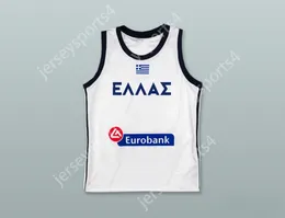 Пользовательские Nay Mens Youth/Kids Greece Национальная команда White Basketball Top Top Snatched S-6xl