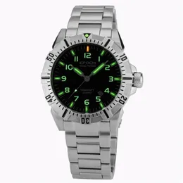 EPOCH steel strap waterproof 100m tritium gas tubes luminous sport diving quartz watch T200112 217E