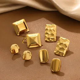Brincos de garanhão minimalista quadrado redondo geométrico polido para mulheres irregulares colorido dourado martelado jóias de orelha perfurantes de superfície
