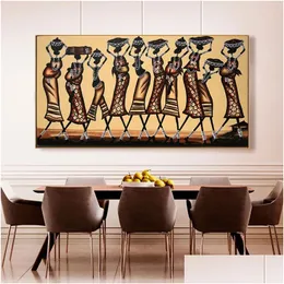 Obrazy Streszczenie afrykańskie kobiety płótno na plakat ściennych i drukuj nowoczesny obraz sztuki dla domu dom Cuadros Drop dostawa gar dh7gb