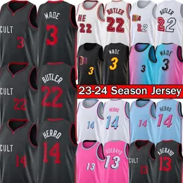 Dwyane Wade Mia Cultura Jersey de basquete Jimmy Butler 22 3 14 13 Tyler Herro Bam Ado Dwayne Dwyane 3 Wade Heats Mens Shirt Shirt