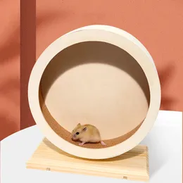 Treinamento de roda de madeira de madeira suprimentos silenciosos de animais de estimação gerbil ratinhos rotatórios acessórios para gaiola de porco mudo roller hamster hamster Exercício 240510