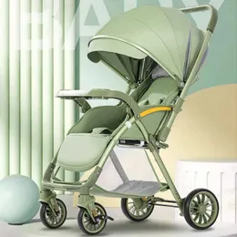 Barnvagnar# Bi-riktning High Landscape Baby Barnvagn kan sitta eller ligga ner fyrahjuls stötdämpare Lättviktsvikbar handcart T240509