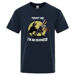 Trust Me Im An Engineer T Shirt For Men Pure Cotton Vintage T-Shirt Round Neck Engineering Tees Classic Man Clothes Oversized 240509