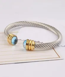 Бангл цельно из нержавеющей стали манжеты Blue Bead Fashion Ювелирные изделия из мелкие аксессуары для запястья