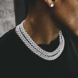 14mm superior quality men's fashion jewelry bar Cuba copper inlaid zircon necklace hip hop rap punk DJ Necklace 333O