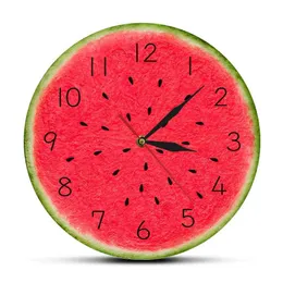 Relógios de parede Summer melancia relógio moderno com cozinha tropical digital Arte decorativa de frutas estilo silencioso quartzo redondo Q240509