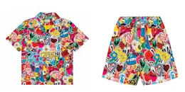 세련된 하와이 디자이너 남성용 캐주얼 셔츠 세트 꽃 알파벳 3D 인쇄 여름 해변 리조트 비치 셔츠 세트 크기 M-XXXL #A16