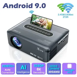 Projectors Transspeed Projector 12000 Lumens Android 9.0 Amlogic T972 300ansi Dual WiFi HD 1920 * 1080p BT5.0 8K Auto Home Theater J240509