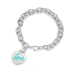 S925 Silver Love Heart Bracelet Klassische Luxusmarke vier Herzen Schwester Bangle Blue Letters Designer Armband Party Schmuck für Frauen Geschenk