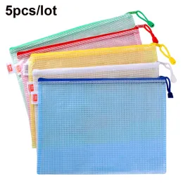 Bag Sharkbang 5st/Lot Transparent A4 File Mapp Case Desk Paper Pencil Document Organizer Storage Bag Waterproof Bag Stationery