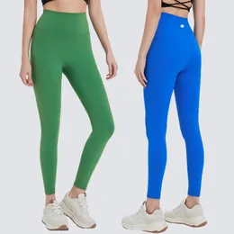 Tessuto lycra nudo leggings da yoga completo allineare leggings pantaloni da yoga ad alta vita da donna leggings per palestra per levamenti di allenamento spingetti slim fitness sport dwear