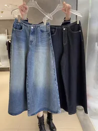 2024 Frühling/Sommer San * Droa-Line-Jeans für Frauen im frühen Frühling in New Hong Kong Style Retro High Tailled Draped Wide Leg Hosen