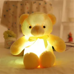 Luminoso illuminazione creativa da 30/50 cm LED colorato Glowing orsacchiotto di orsacchiotto peluche di peluche per bambini Regalo di Natale 240424