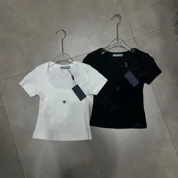 U Collar 슬림 티셔츠 여성 여름 캐주얼 섹시한 짧은 슬리브 블라우스 스웨트 셔츠 패션 클래식 크롭 탑